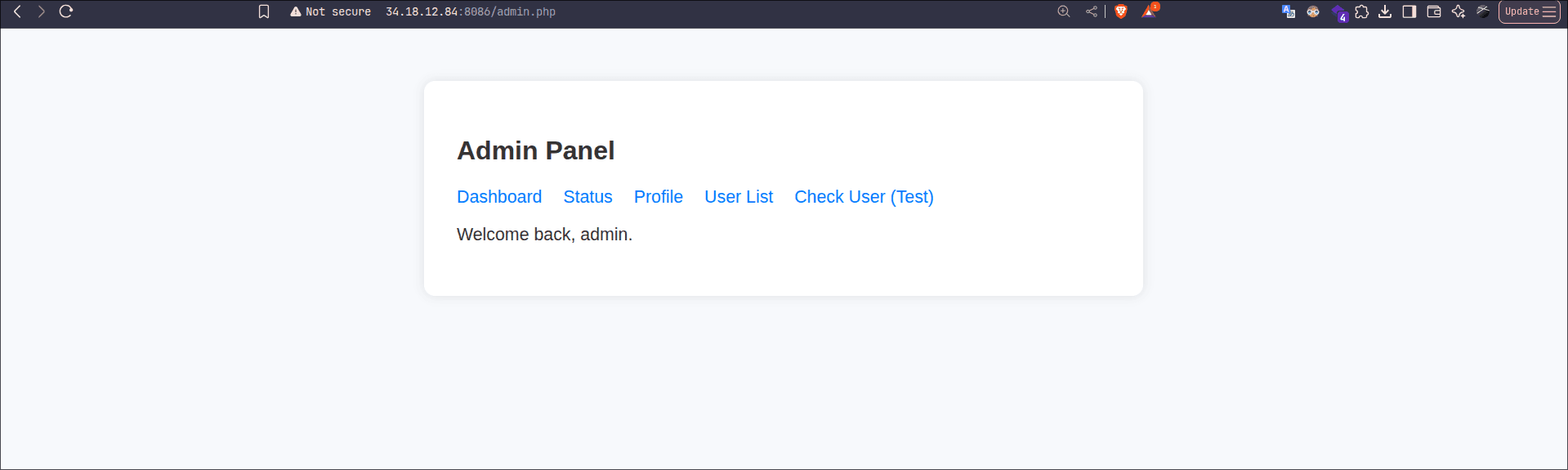 Admin panel